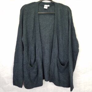 Ichi Ihamara Cardigan Women's Large Navy Blue Long Sleeve Open Sweater Alpaca